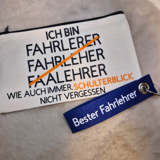 Geschenkset für Fahrlehrer - Schlüsselanhänger und Stofftasche
